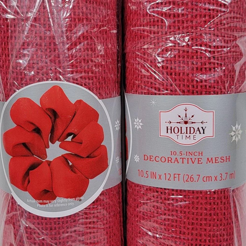 Holiday Time Red Burlap Deco Mesh 10.5